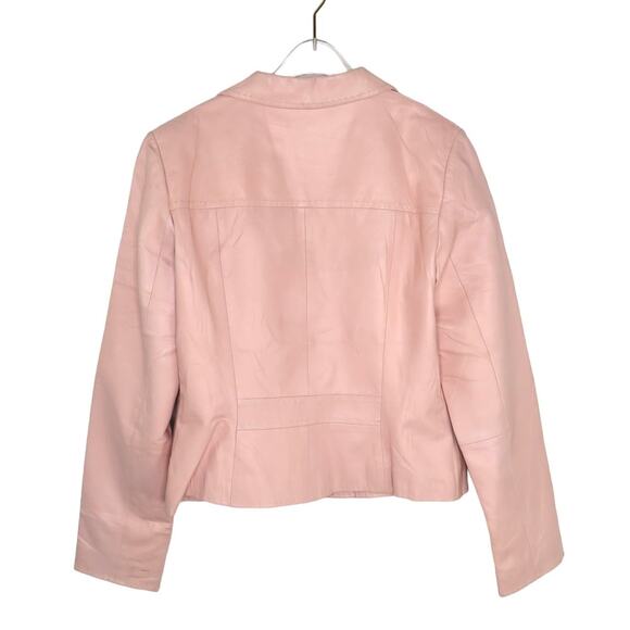90s Vintage Bagatelle Pink Leather Jacket Pastel Medium Retro - Picture 2 of 11